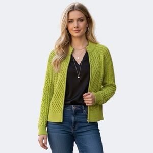 St. John Woman’s Green Zip-Up Sweater